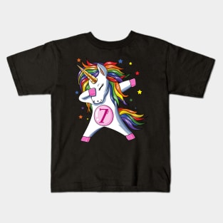 Dabbing Unicorn 7th Birthday Kids T-Shirt